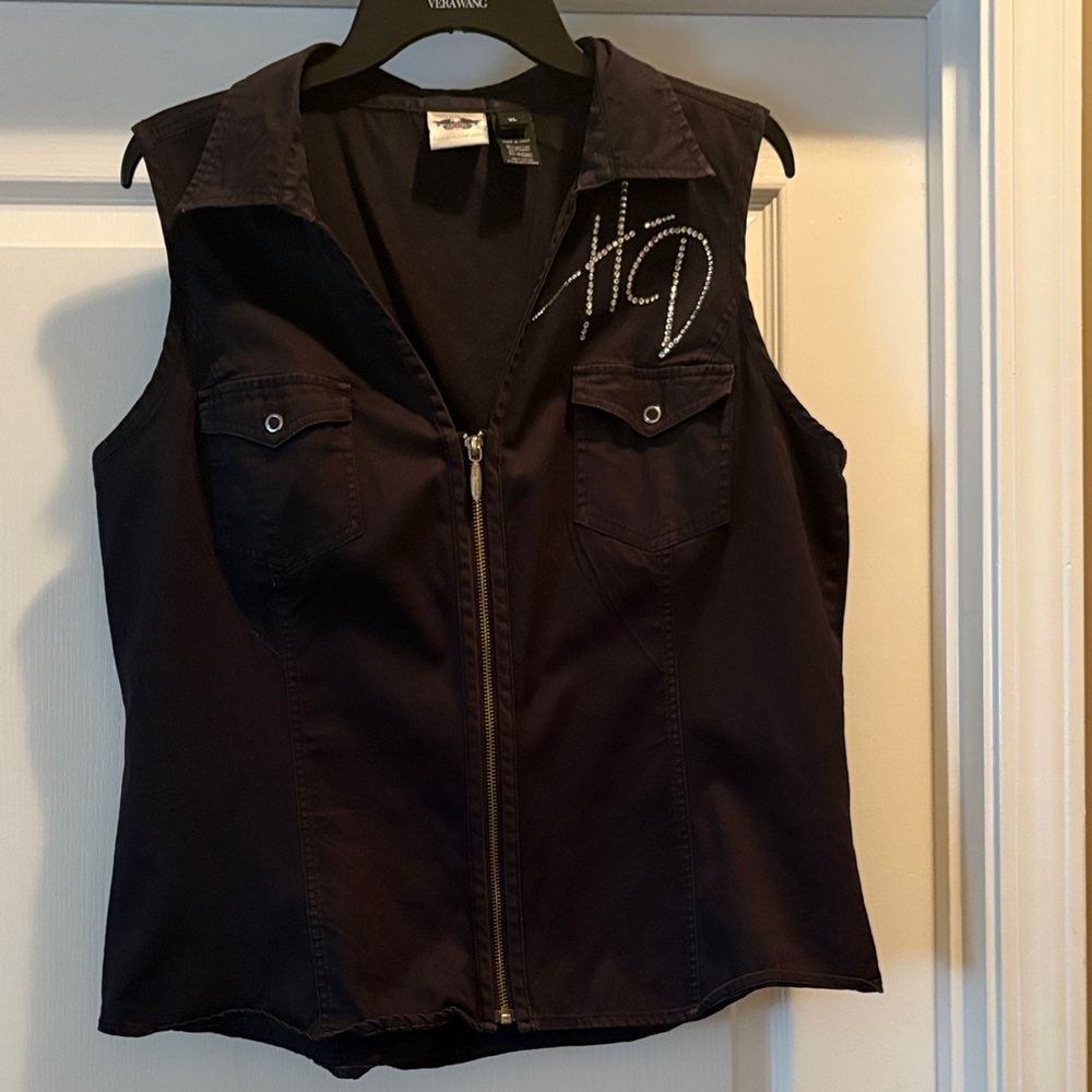 Harley-Davidson Black Vest with Silver Embroidery